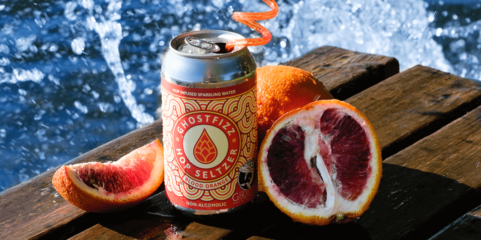 ghostfizz blood orange nonalcoholic gluten free hop seltzer